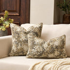 Yangest Neutral Floral Pillow Cover 20 x 20 Inches, Vintage Chenille Square Throw Pillow Cover Soft Decorative Farmhouse Accent Couch Pillow Cover for Living Room Bedroom, Beige