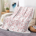 Floral Fuzzy Blanket Red Floral Throw Blanket, Botanical Flowers Blankets, Soft, Flannel, Warm, Boho Flowers Bed Blankets All Season for Couch Bedroom Living Room 60X90 Inch