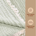 Folkulture 100% Cotton Boho Throw Blanket, 50" X 60", Green and Sage Green