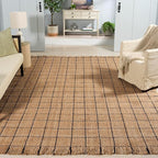 SAFAVIEH Area Rug 8x10 - Natural Fiber Collection - Large - Natural & Black, Handmade Jute, Ideal for Living Room, Bedroom, Dining Space (NF602Z)