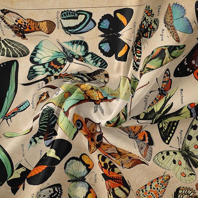 Vintage Butterfly Tapestry 48” x 36”, Long Vertical Wall Hanging Reference Illustrative Papillons Tapestries for Bedroom Aesthetic Butterfly Tapistry Cute Vertical Tapestry Wall Hanging Bedroom Decor