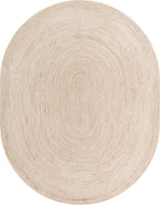 Unique Loom Braided Jute Collection Area Rug - Dhaka (7' 10" x 10' Oval, White)