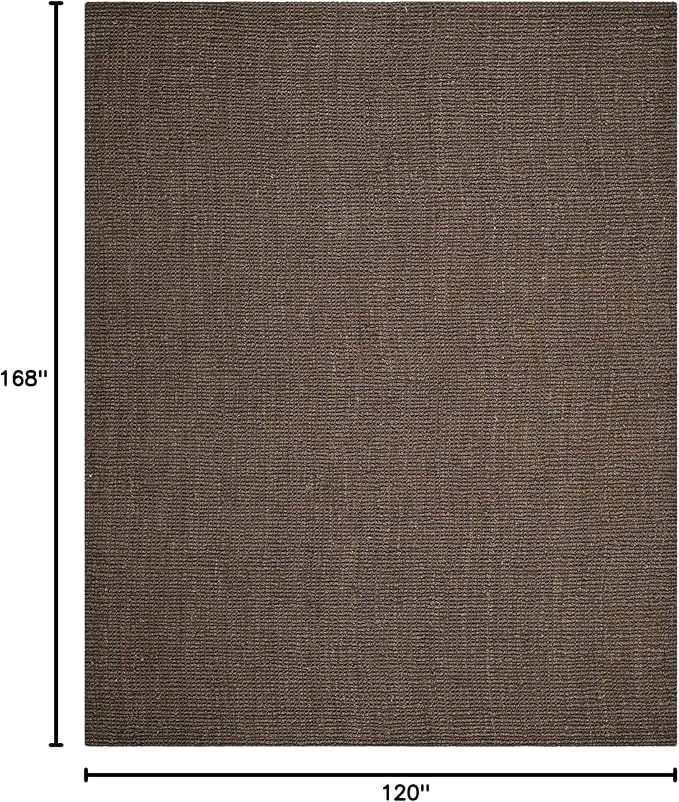 SAFAVIEH Area Rug 10x14 - Natural Fiber Collection - Large - Brown, Handmade Jute, Farmhouse Style, Chunky Textured Thick Pile (NF447D)