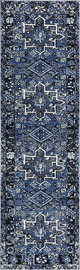 SAFAVIEH Vintage Hamadan Collection Runner Rug - 2'3" x 16', Blue & Grey, Traditional Persian Design, Non-Shedding & Easy to Clean, Ideal for Hallway, Foyer, Entryway, Bedroom (VTH211N)