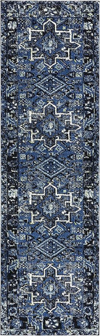SAFAVIEH Vintage Hamadan Collection Runner Rug - 2'3" x 18', Blue & Grey, Traditional Persian Design, Non-Shedding & Easy to Clean, Ideal for Hallway, Foyer, Entryway, Bedroom (VTH211N)