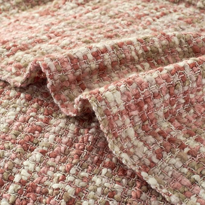 Multi-Color Light Pink Cable Woven Throw Blanket for Couch,50"X60" Boho Style Textured Blankets for Home Decor,Super Soft Warm Cozy Chunky Blanket with Decorative Tassels for Bed