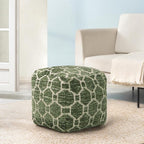 Anji Mountain Pouf Ottoman Foot Rest, Handmade Ottoman Pouf, Comfortable Foot Stool, Decorative Floor Seating for Living Room Decor, Bedroom & Home Décor Accent - Green