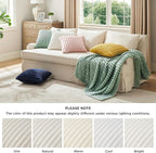 Bedsure Double-Side Striped Decorative Throw Pillow Covers 18x18 Set of 2, Spring White Fluffy Soft Pillow Covers, Home Decor for Couch Sofa Living Room Bedroom