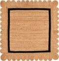 SAFAVIEH Natural Fiber Collection Area Rug - 6' Square, Natural & Black, Handmade Jute, Ideal for Living Room, Bedroom, Dining Space (NF896Z)