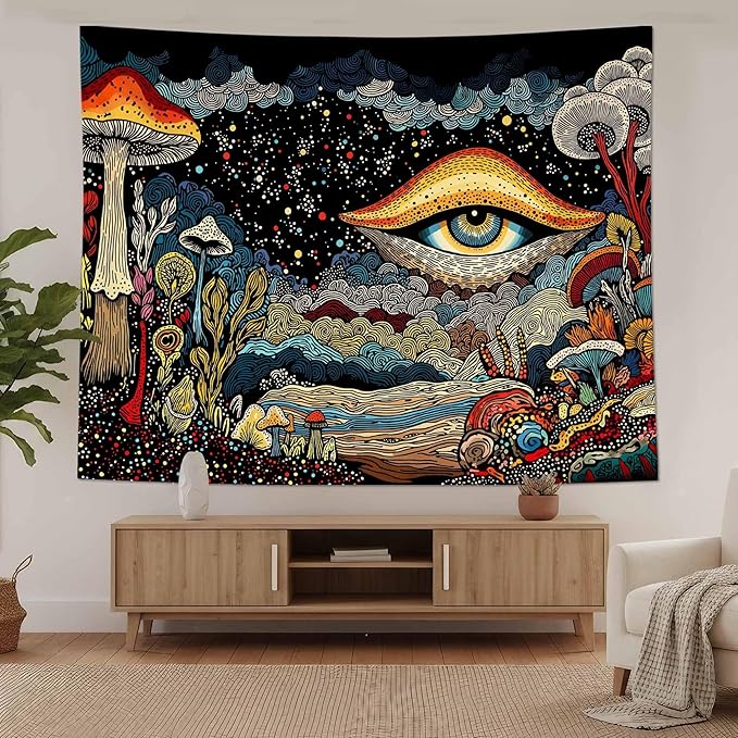 Yeoiat Tapestry Mystical Mushroom Tapestries Fantasy Gaze Tapestries Bohemian Forest Wall Tapestry Bedroom Dormitory Living Room Decoration 60"x44"