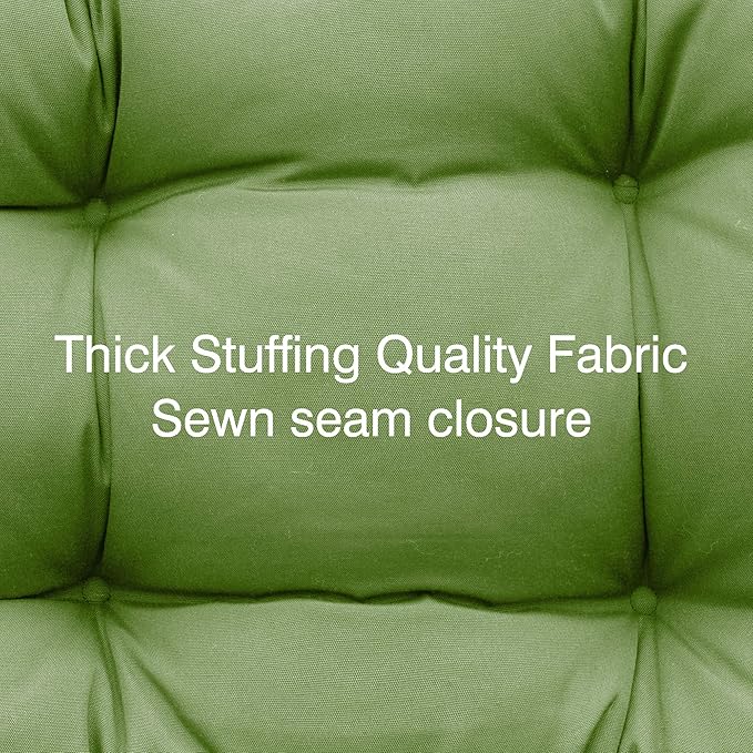 QILLOWAY Outdoor Seat/Back Chair Cushion Tufted Pillow, Spring/Summer Seasonal All Weather Replacement Cushions. (Dark Green)