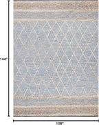 SAFAVIEH Natural Fiber Collection Area Rug - 9' x 12', Natural & Blue, Handmade Boho Moroccan Trellis Jute, Ideal for High Traffic Areas in Living Room, Bedroom (NF955N)