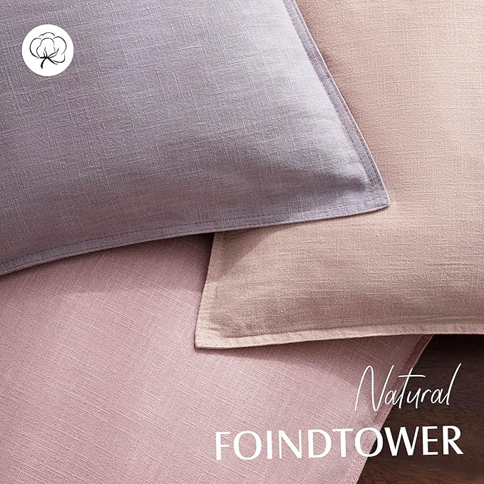 Foindtower Pack of 2, Decorative Linen Soild Throw Pillow Covers Soft Accent Euro Cushion Case Boho Farmhouse Neutral Pillowcase for Couch Sofa Bedroom Living Room Home Decor 18 x 18 Inch Light Purple