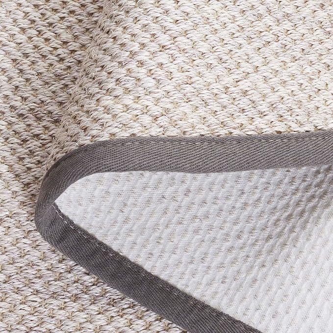 SAFAVIEH Area Rug 9x12 - Natural Fiber Collection - Large - Marble & Khaki, Sisal, Woven Design with Border (NF143E)
