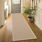 7ft Natural Jute Hallway Runner Rug Non Slip Washable, Rubber Backed Long Khaki Indoor Entryway Runner, Absorbent Kitchen Carpet Sink Rug