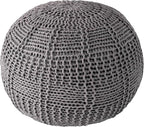 nuLOOM Berlin Casual Knitted Filled Ottoman Pouf 14" x 20" x 20" Grey
