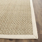 SAFAVIEH Area Rug 9' Square - Natural Fiber Collection - Natural & Ivory, Seagrass, Basketweave Pattern with Border (NF114J)