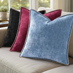 decorUhome Chenille Soft Cozy Throw Pillow Covers 22x22 Set of 2, Modern Farmhouse Boho Velvet Decorative Euro Sham Pillow Cases with Stitched Edge for Couch Sofa Bed Home Decor, Rhododendron