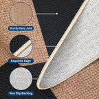 GarveeHome Checkered Easy Jute Runner Rug 2x6 Non-Slip Machine Washable Stain Resistant Indoor Outdoor Rugs for Living Room, Bedroom, Kitchen, Dining, Patio - Farmhouse Style Black Tan