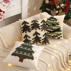 Tosleo Christmas Tufted Pillow Covers 18 x 18 inch Set of 2 Green Xmas Tree with Gold Star Throw Pillow Cover Party Decor Winter Holiday Embroidery Cushion Case for Sofa Couch Bed Living Room