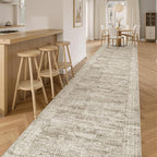 Hallway Runner Rug 3x16 - Vintage Non Slip Washable 16ft Kitchen Runner for Entrance Soft Long Carpet Runners for Living Room Bedroom Dining Room, Brown
