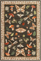 Mushroom Small Rug 2x3 Washable Door Mat Indoor Rugs for Entryway Non-Slip Soft Ultra-Thin Stain Resistant Foldable Rugs Kitchen Bedroom Living Room Brown
