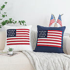 Jonhier 4th of July Throw Pillow Cover, Independence Day Patriotic Throw Pillow Case Tufted American Flag Pattern, Textured Cushion Cases Memorial Day Flag Day Decor for Sofa Bed (Blue, 18” x 18”)