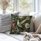 Vintage William Morris Green Hummingbird Pillow Cover 18x18,Rustic Green Hummingbird Bird Animal Floral Botanical Print Decorative Throw Pillow Covers for Home Bedroom Living Room