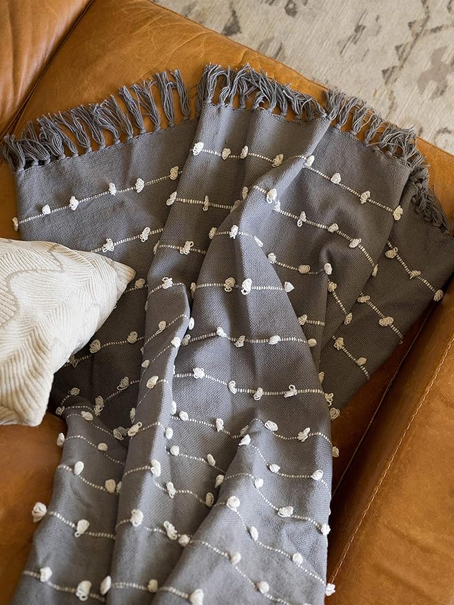 DII Woven Loop Throw Collection, 50x60, Gray
