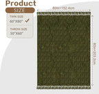 Chenille Throw Blanket for Couch with Tassels,60"X80" Soft Cozy Lightweight Knitted Boho Decorative Blankets for Bed and Sofa,Olive Green