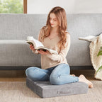 Codi Floor Cushions for Adults, Large Meditation Pillows with Thick Foam and Soft Tufted Covers, Washable Square Seating for Couch and Yoga Sitting, 22×22×5 inch Grey