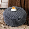 SUTAVIA Pouf Ottoman Cover Unstuffed Pouf Seat Decorative Soft Storage Bean Bag 20x20x8 Inches Floor Footrest for Living Room Bedroom (Dark Gray, Round)