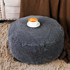 SUTAVIA Pouf Ottoman Cover Unstuffed Pouf Seat Decorative Soft Storage Bean Bag 20x20x8 Inches Floor Footrest for Living Room Bedroom (Dark Gray, Round)