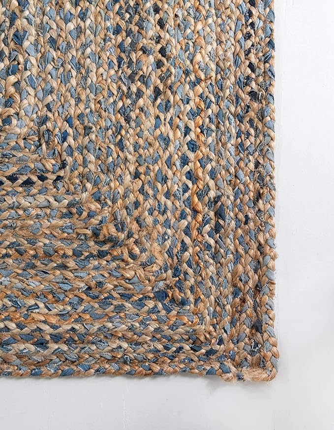 Unique Loom Braided Chindi Collection Casual Modern Blue Runner Rug (2' 2 x 6' 0)