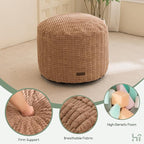 HIGOGOGO Pouf Ottoman Stuffed Round Modern Foam Filled Foot Rest Poufs for Living Room Chair Decorative 20 X 15 Inches Boho Relax Stool for Wedding Christmas Party, Brown