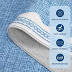 GarveeHome 2x10 Runner Rug for Hallway Washable Kitchen Rugs Non Slip Solid Blue Modern Minimalism Soft Low-Pile Scalloped Indoor Carpet for Entryway Laundry Room Floor Mats