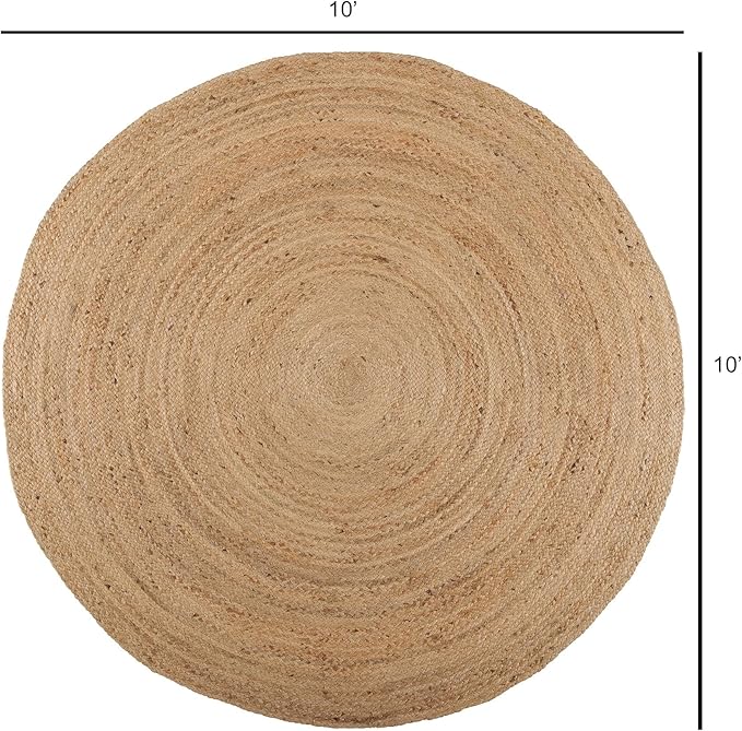 · REDEARTH · Round Area Rug - 10 Feet Braided Natural Jute Rug- Artisan Made Reversible Boho Jute Rugs for Bedroom - Kitchen - Living Room - Farmhouse - Aesthetic Home Decor - Handmade Vintage Decor