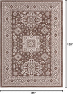 Rugs.com Outdoor Aztec Collection Rug – 7' x 10' Brown Flatweave Rug Perfect for Living Rooms, Large Dining Rooms, Open Floorplans