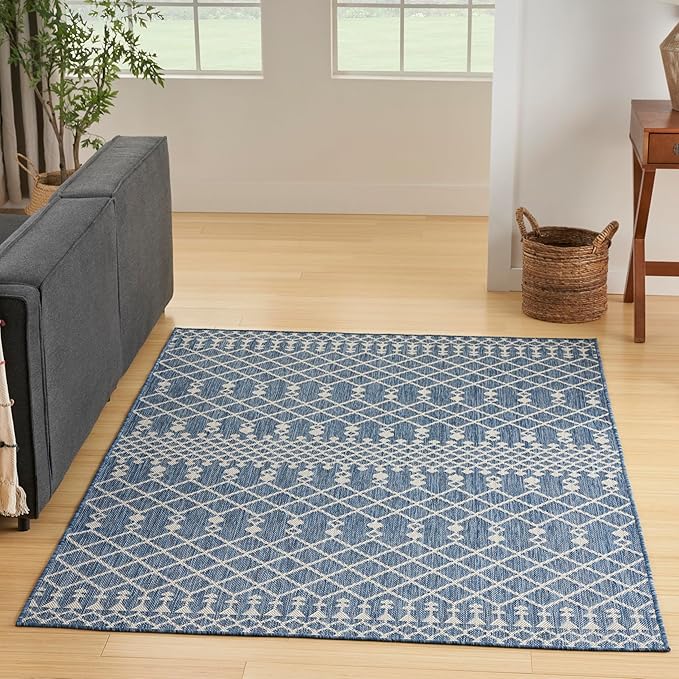 Nourison Home Positano Navy Blue 7' x 10' Area Rug - Easy Clean, Non Shedding, Bed Room, Living Room, Dining Room, Kitchen (7' x 10')