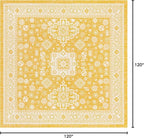 Rugs.com Outdoor Aztec Collection Rug – 10 Ft Square Yellow Flatweave Rug Perfect for Living Rooms, Kitchens, Entryways