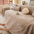 ROOMLIFE Boho Khaki Couch Cover for Dogs, Washable Non Slip Furniture Protector Couch Sofa Covers for 3 Cushion Couch, Soft Chenille Sofa Slipcovers Couch Cover Throw Blanket with Tassels 71''X150''