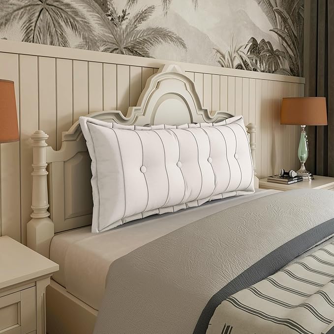Johnear Headboard Pillow Large Reading Pillows for Sitting in Bed Adult Daybed Cushion Backrest Bolster Pillow Support Positioning Sofa Rest （Ivory White, 54 x 3 x 20 inches）