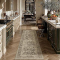 2x6 Washable Runner Rug for Kitchen Hallway Brown Vintage Non-Slip Low Pile Distressed Rustic Carpet Soft Long Throw Rug for Indoor Entryway Bedroom
