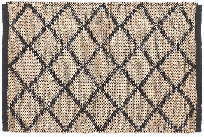 · REDEARTH · Jute Cotton Area Rug - 2'x3' Rectangular Rug, Sustainable Handwoven, Non-Shedding, Soft & Durable – Reversible, Neutral Tones for Home Décor in Living Room, Dining Room, Bedroom