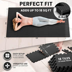 bemaxx Gym Mats Set - 18 pcs EVA Interlocking Foam Floor Tiles (12.6"x12.6"x0.4") 18sqft Protective Gym Flooring Sports Home Workout Exercise Mats Puzzle Garage Fitness Play-Room Pool Treadmill Bike