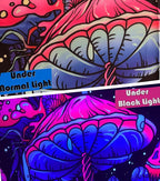TUGCAY Blacklight Mushroom Tapestry, Glow In The Dark Black Light Plant Tapestry Fantasy UV Reactive Mushroom Butterfly Moon Tapestries Posters Wall Hanging for Bedroom Dorm Decor(30"x40")