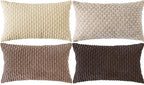 Set of 4 Beige Brown Coffee Decorative Throw Pillow Covers 12x20 Inch Corduroy Pillow Covers for Bed Couch Sofa Living Room Soft Cushion Cases