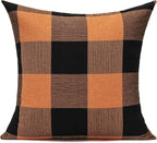 VAKADO 20x20 Set of 2 Halloween Orange and Black Buffalo Plaids Decorative Throw Pillow Covers Fall Farmhouse Classic Retro Rustic Square Cushion Cases Home Decor for Sofa Couch Patio Outdoor