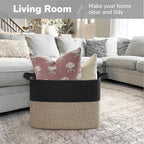 Goodpick Woven Baskets for Organizing, 18" x 14" x 12" Wicker Laundry Basket with Handles, Decorative Toy Baskets Storage Kids, Blanket Basket for Living Room, Bedroom