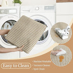 Faux Jute Non-Slip Area Rug, 4x6 Washable Pet-Friendly Floor Mat for Living Room, Bedroom, Entryway, Machine Woven Durable Scratch Resistant Carpet, Cream Beige/Brown
